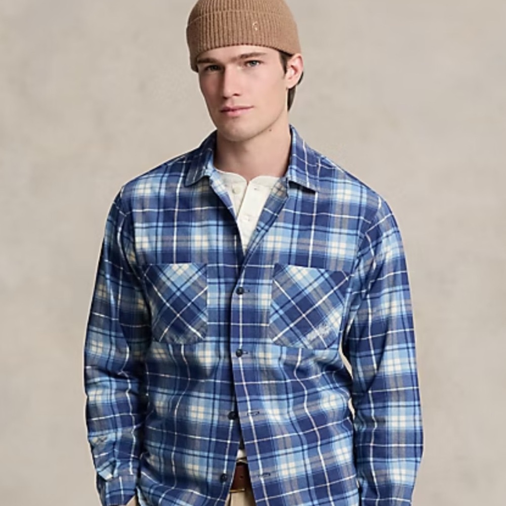 POLO RALPH LAUREN Men Classic Fit Island Plaid Flannel Workshirt Size XL NWT